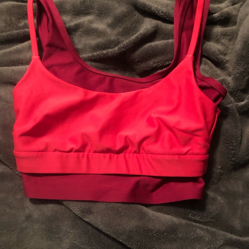 Pink two tone sports bra